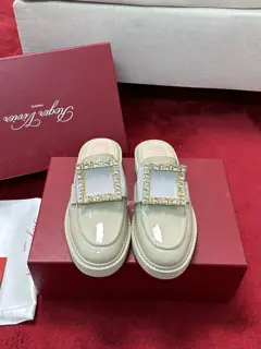 Roger Vivier Diamond Buckle Mule Slippers