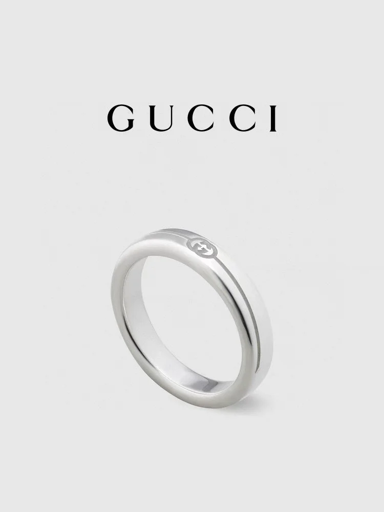 Gucci Twill Interlocking Double G Narrow Ring 4 M Size 6-11