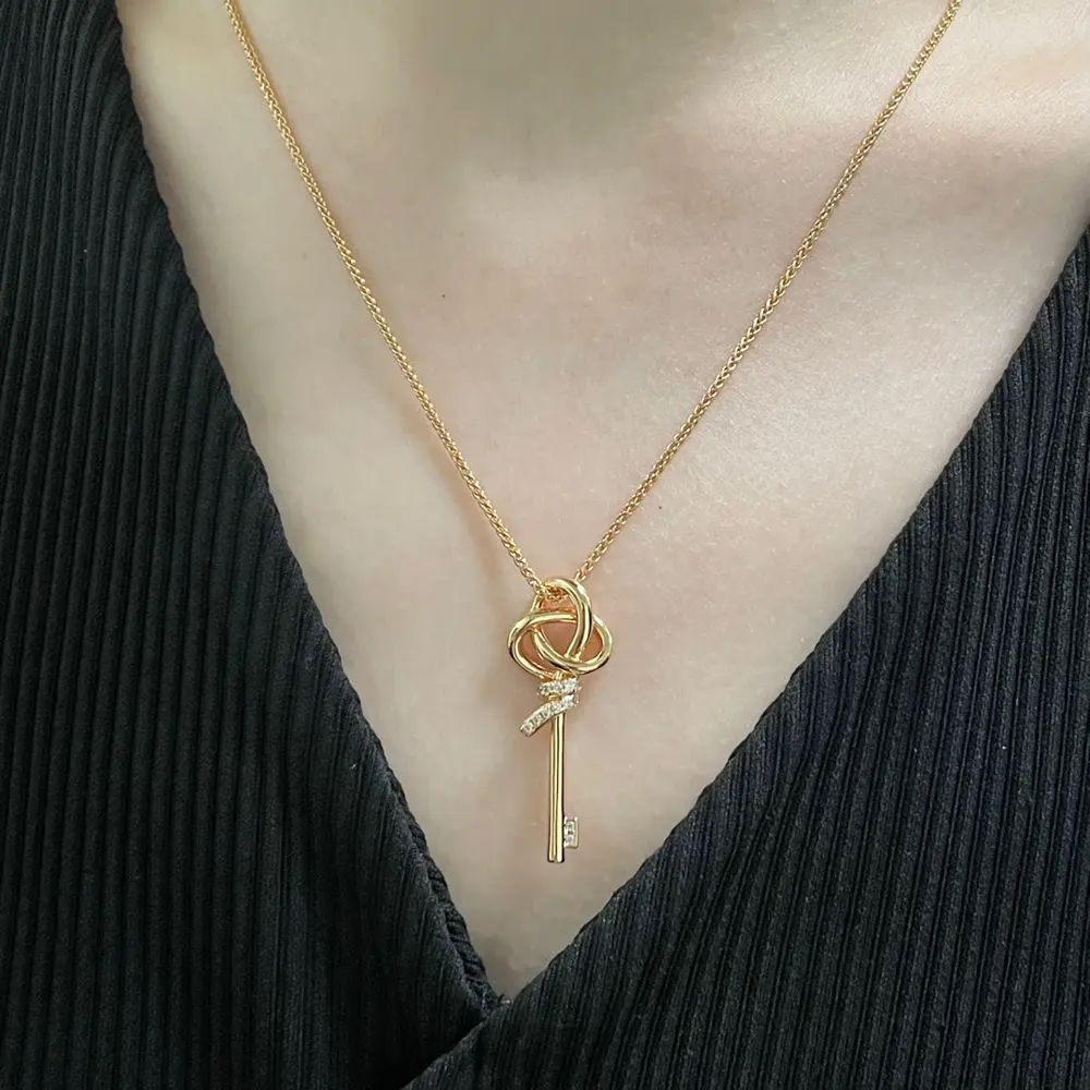 Tiffany Small Half Diamond T-knot Key Necklace