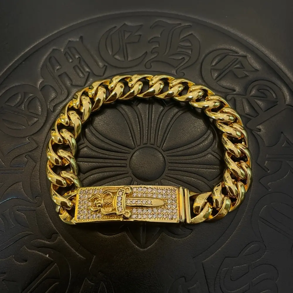 Chrome Hearts Classic Twisted Polished Sword Diamond Bracelet