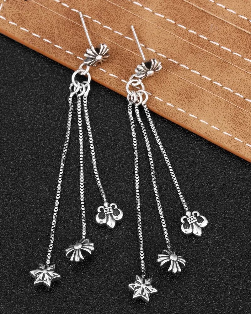 Chrome Hearts Cross Multi-element Tassel Earrings