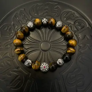 Chrome Hearts Classic Vintage Tiger Eye Stone Multi-element Bracelet
