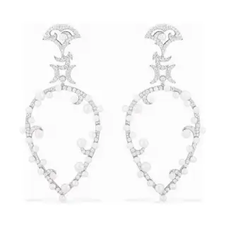 APM Monaco Star Flower Pearl Hoop Earrings