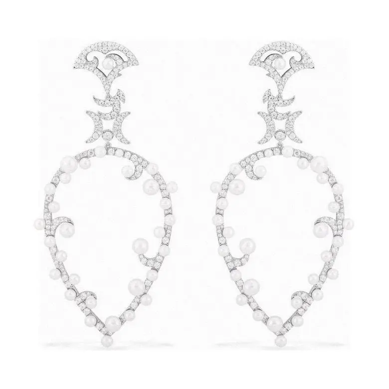 APM Monaco Star Flower Pearl Hoop Earrings