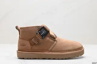 UGG cow suede warm and non-slip Neum buckle style plus velvet ankle snow boots men’s