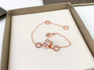 Bvlgari threaded double row diamond bracelet classic rose gold bracelet