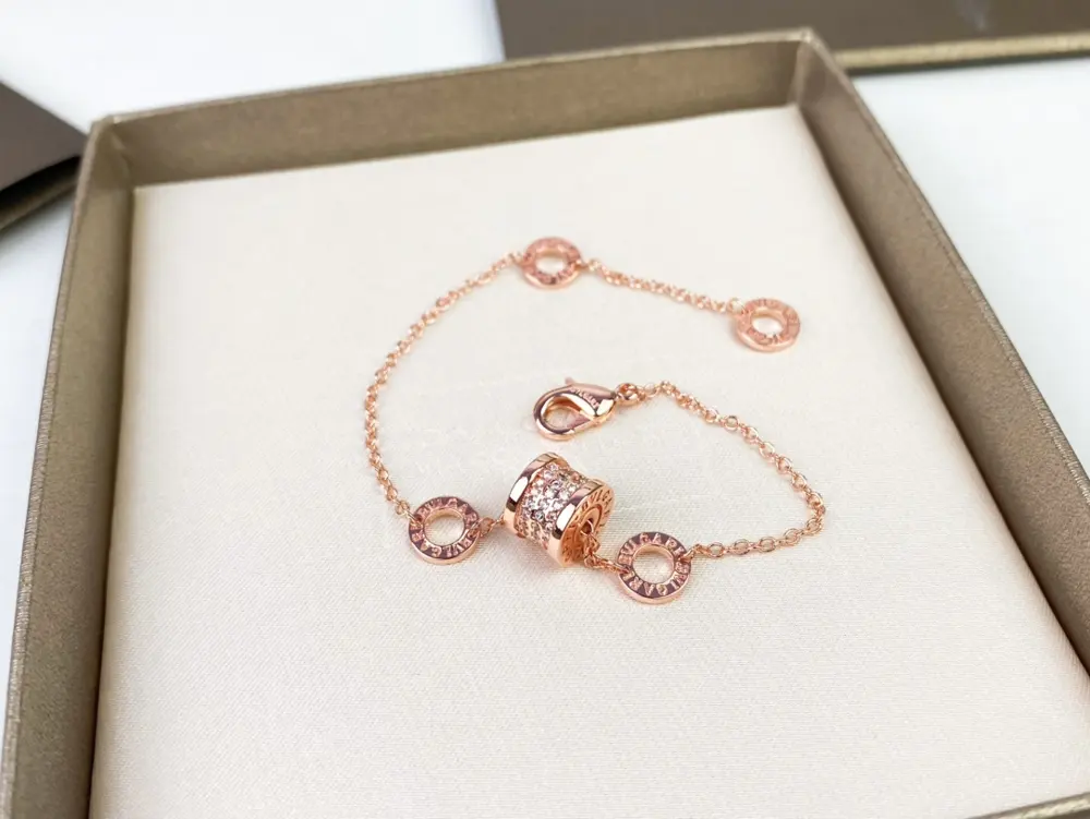 Bvlgari threaded double row diamond bracelet classic rose gold bracelet