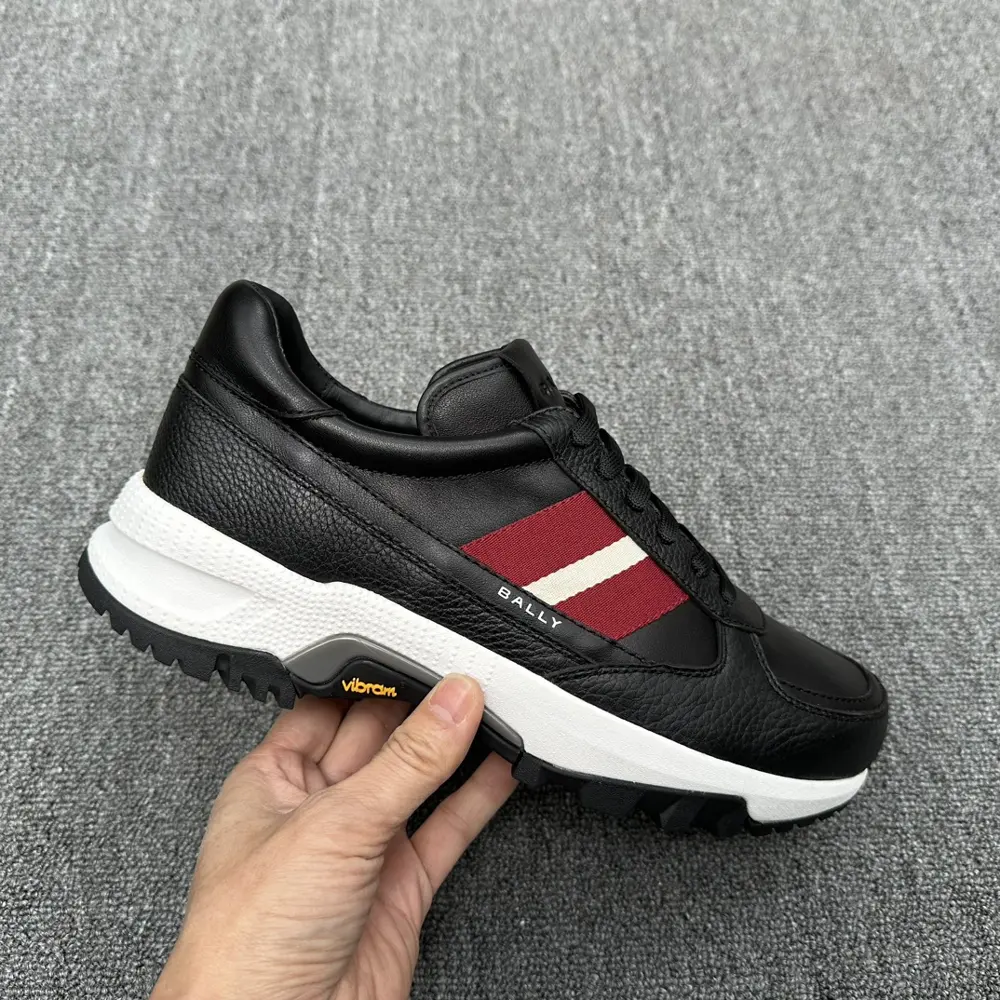 Bally Calfskin Contrast Stripe Strap Casual Sneaker