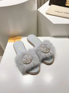 Louis Vuitton full leather flat open toe sandals