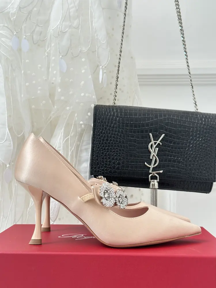Roger Vivier pointed rhinestone Mary Jane high heels