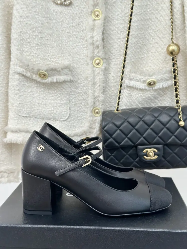 Chanel One-strap Thick Heel Mary Jane Shoes