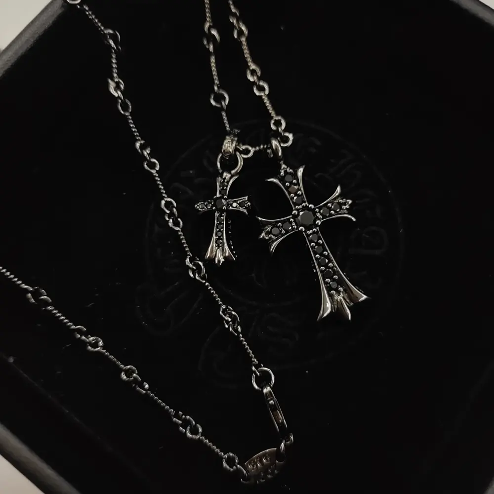 Chrome Hearts diamond double cross necklace