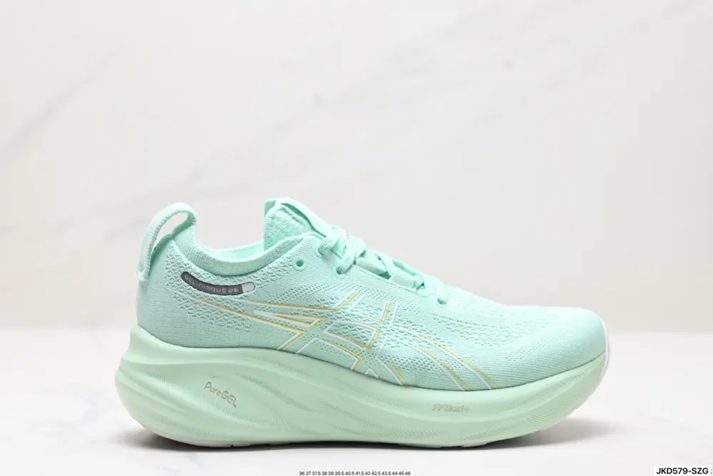 Asics GEL-NIMBUS 26 stable running shoes have a double-layer jacquard mesh design on the 1011B794-003