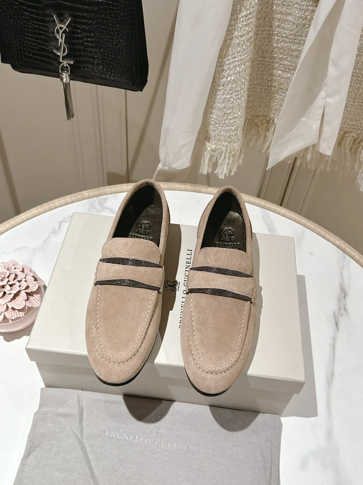 Brunello Cucinelli flat shoes Material: imported cowhide/lambskin handmade string beads