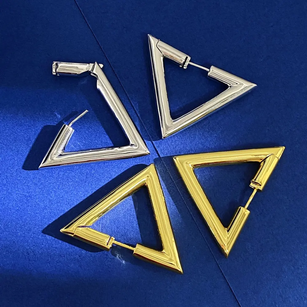 Valentino glossy hollow triangle earrings