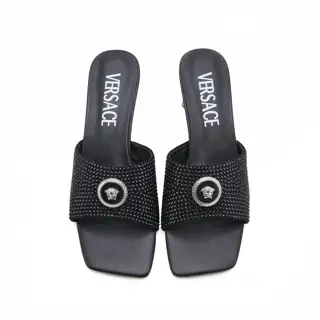 Versace new crystal heel rhinestone slippers