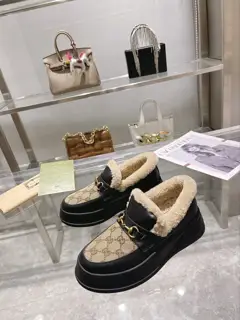 Gucci Merino sheepskin and fur shallow snow boots