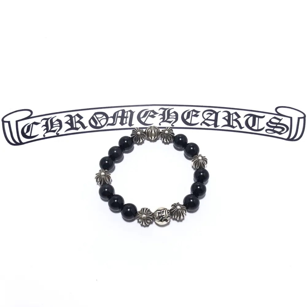 Chrome Hearts 8 silver obsidian bracelet