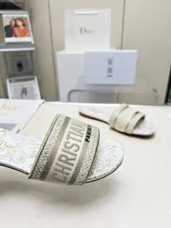 Dior leather slippers with monogram embroidery