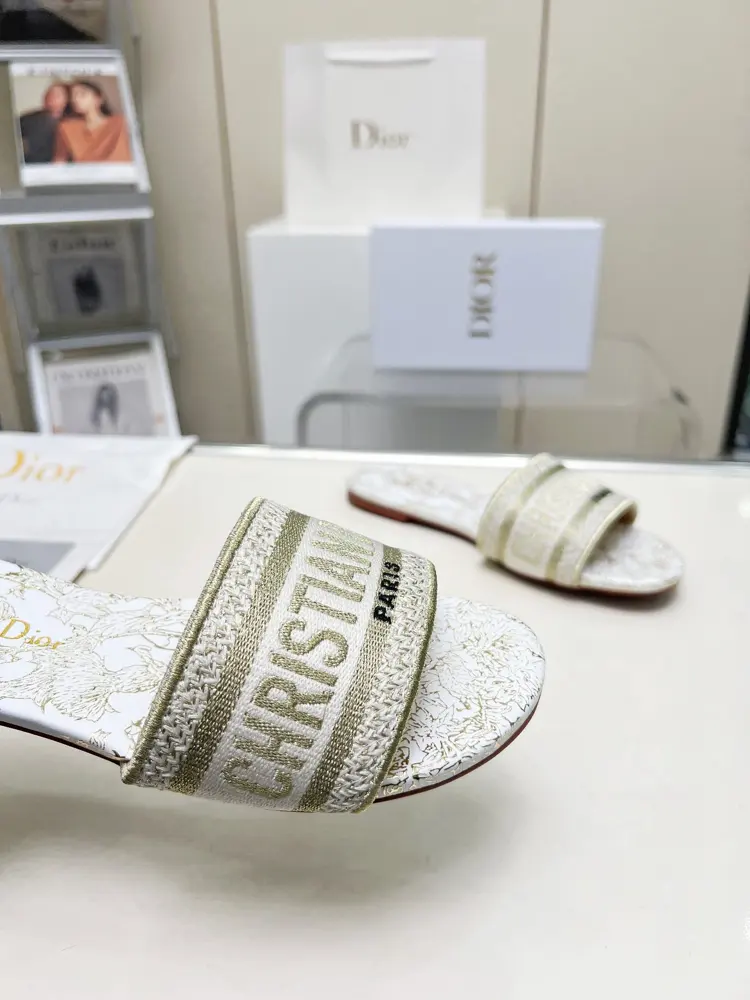 Dior leather slippers with monogram embroidery