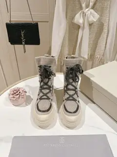 Brunello Cucinelli Wool Tube Boots The classic inspiration from loafers defines the modern