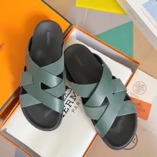 Hermès Kazimir series cross webbing waterproof platform sandals retro second uncle shoes H