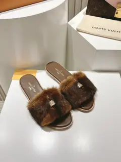 Louis Vuitton full leather flat open toe sandals