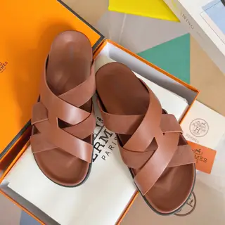 Hermès Kazimir series cross webbing waterproof platform sandals retro second uncle shoes H