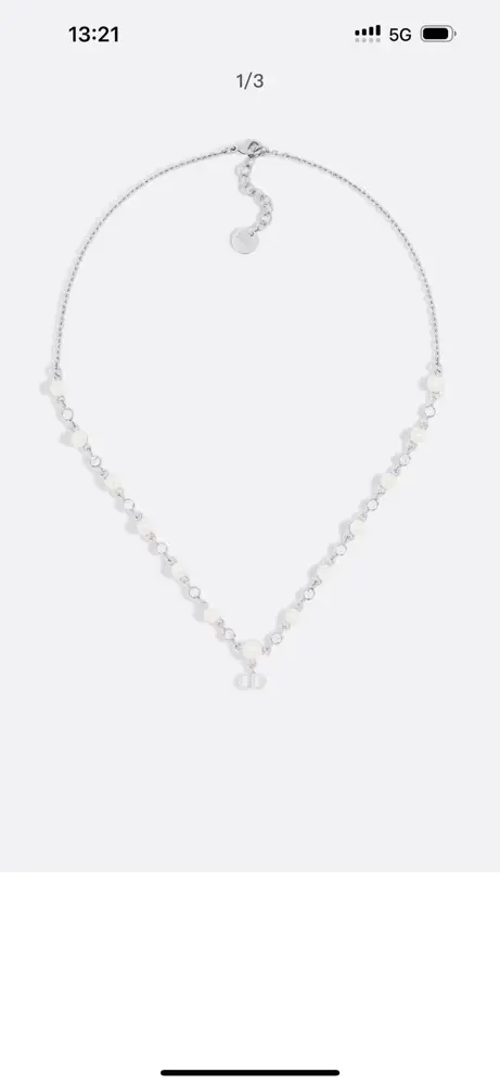 Dior single layer pearl crystal CD necklace
