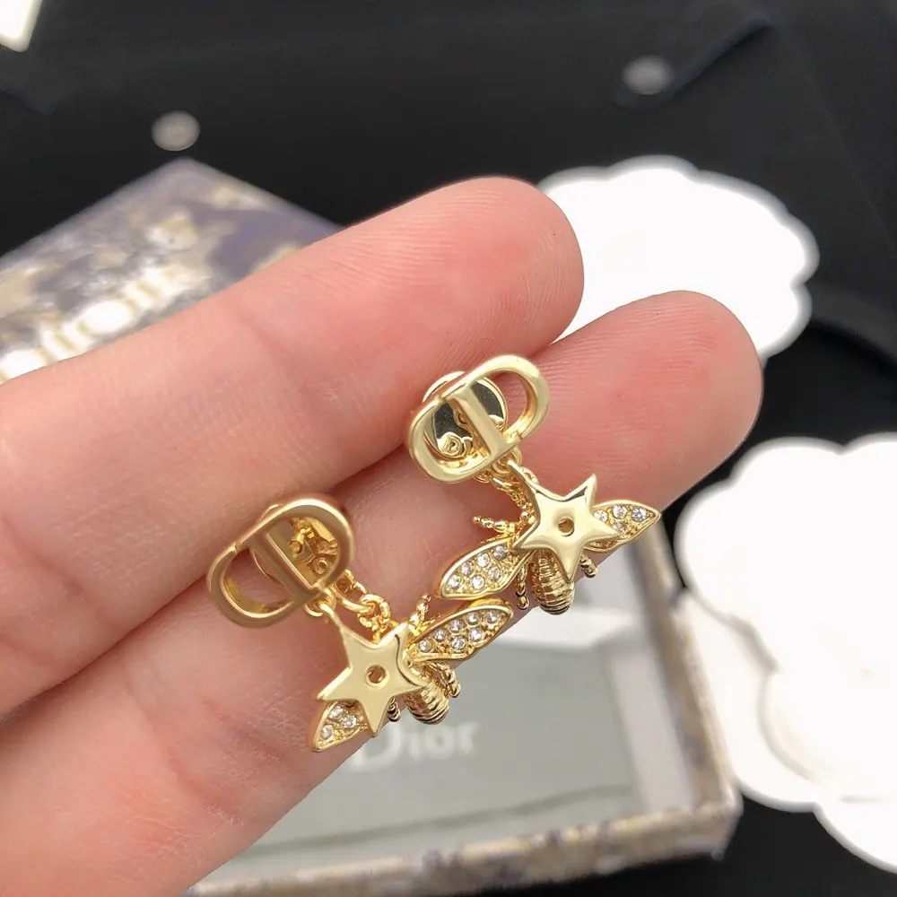 Dior Diamond Bee Star CD Stud Earrings New models