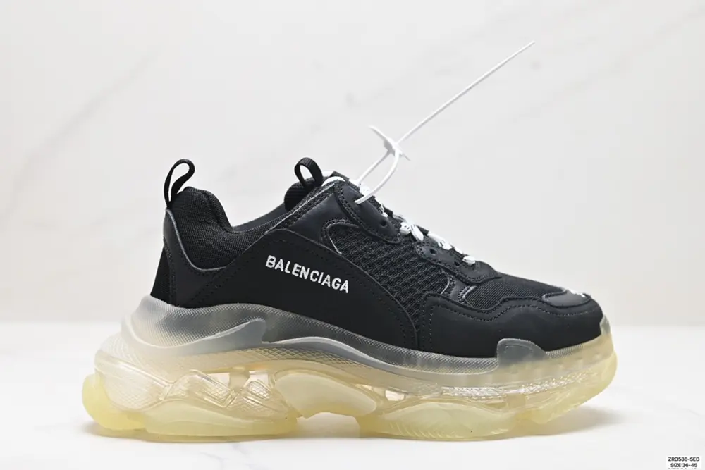 Balenciaga Triple S Clear Sole polyester fabric leather shock-absorbing non-slip Shoes 544351