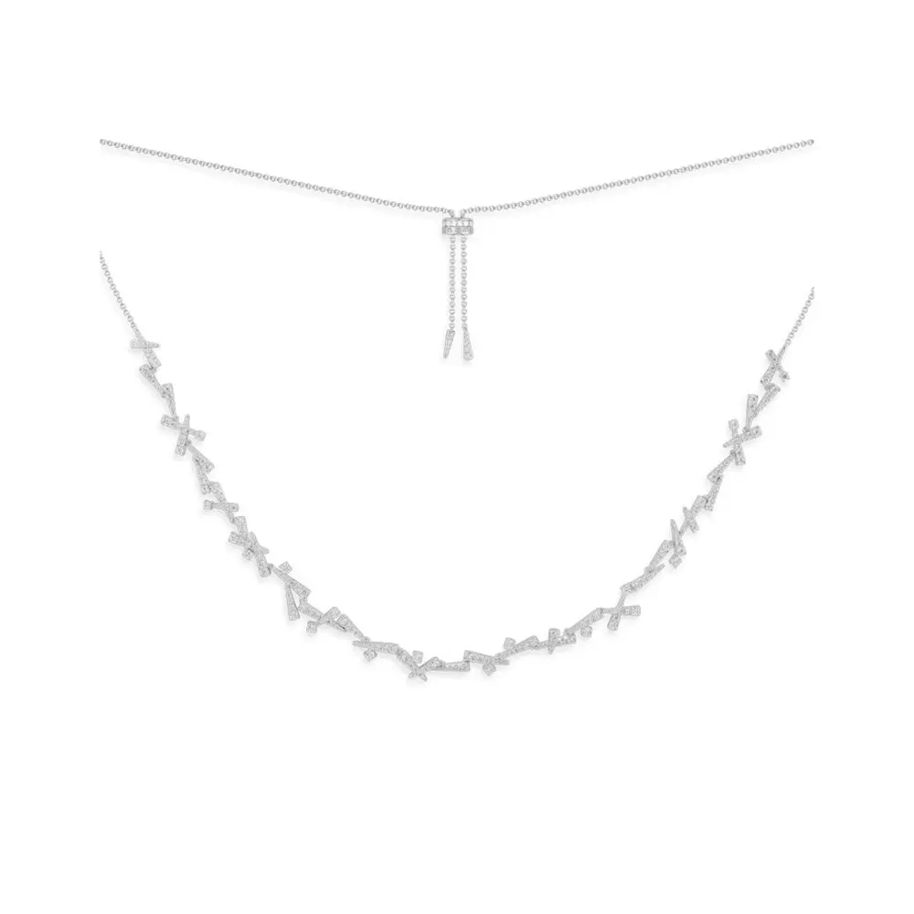 Apm monaco new staggered diamond cross necklace