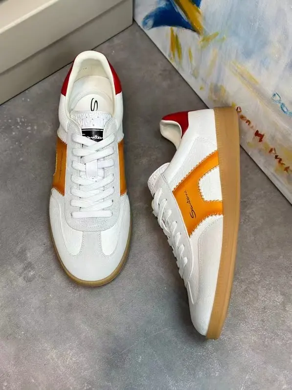 Santoni Italian Men’s Handmade Calfskin Casual White Shoes