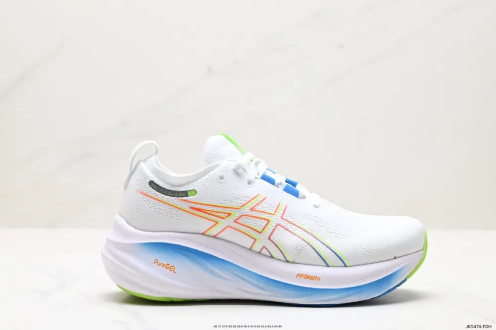 Asics GEL-NIMBUS 26 stable running shoes have a double-layer jacquard mesh design on the 1011B794-400