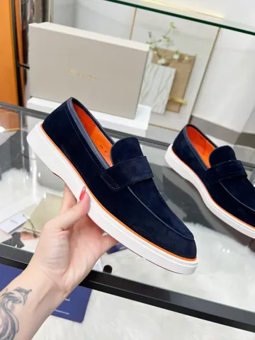 Santoni four seasons classic loafers casual business style shoes