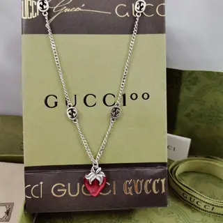Gucci enamel strawberry necklace