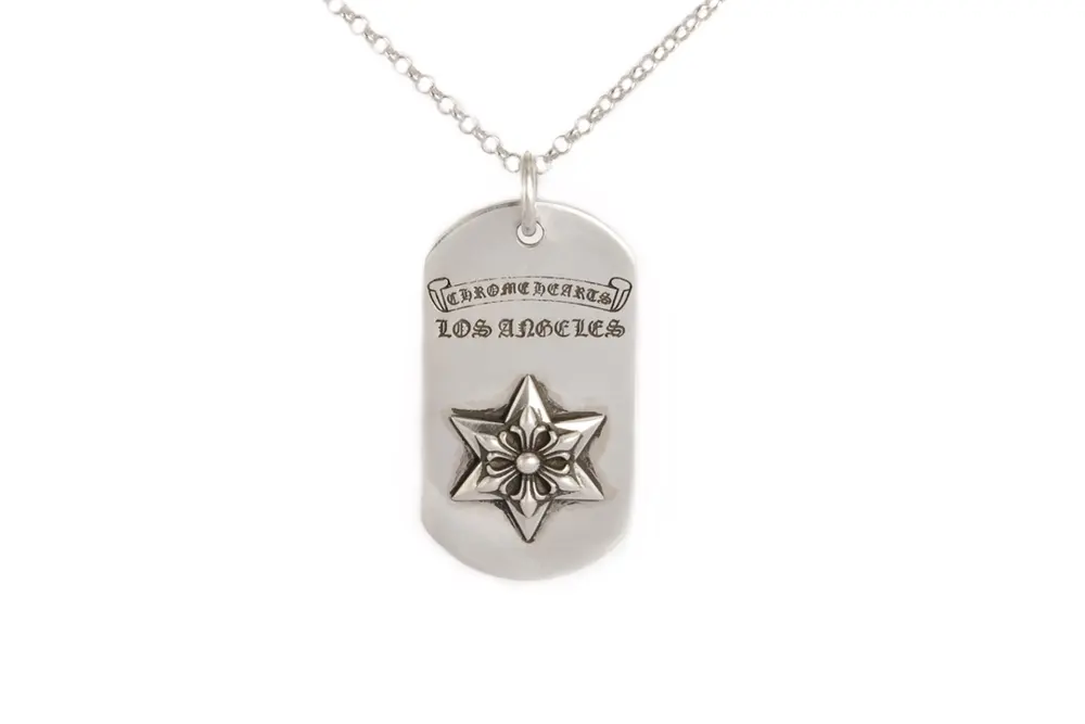 Chrome Hearts Dog Tag Series Six-pointed Star Square Necklace