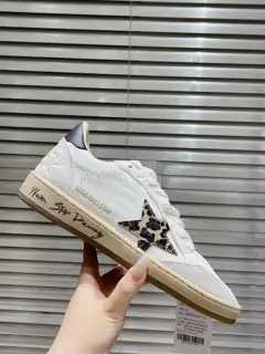 Golden Goose Deluxe Brand Leopard Star Black Leather Tail Shoes