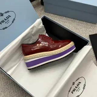 Prada Lace-up Punching Brogue Platform Shoes