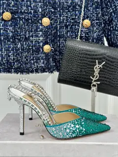 Jimmy Choo/Jimmy Choo classic diamond chain pointed crystal high-heeled sandals