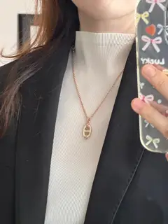 Hermes [Pig Nose Oil Drop Necklace] 925 sterling silver + thick gold plating This necklace