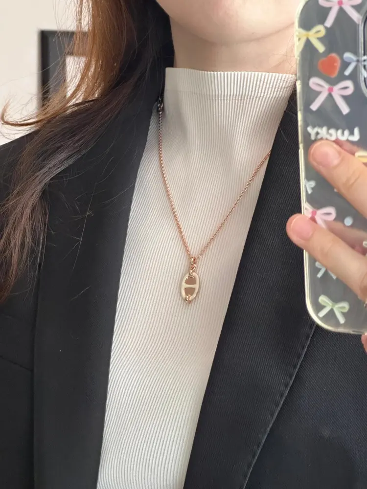 Hermes [Pig Nose Oil Drop Necklace] 925 sterling silver + thick gold plating This necklace
