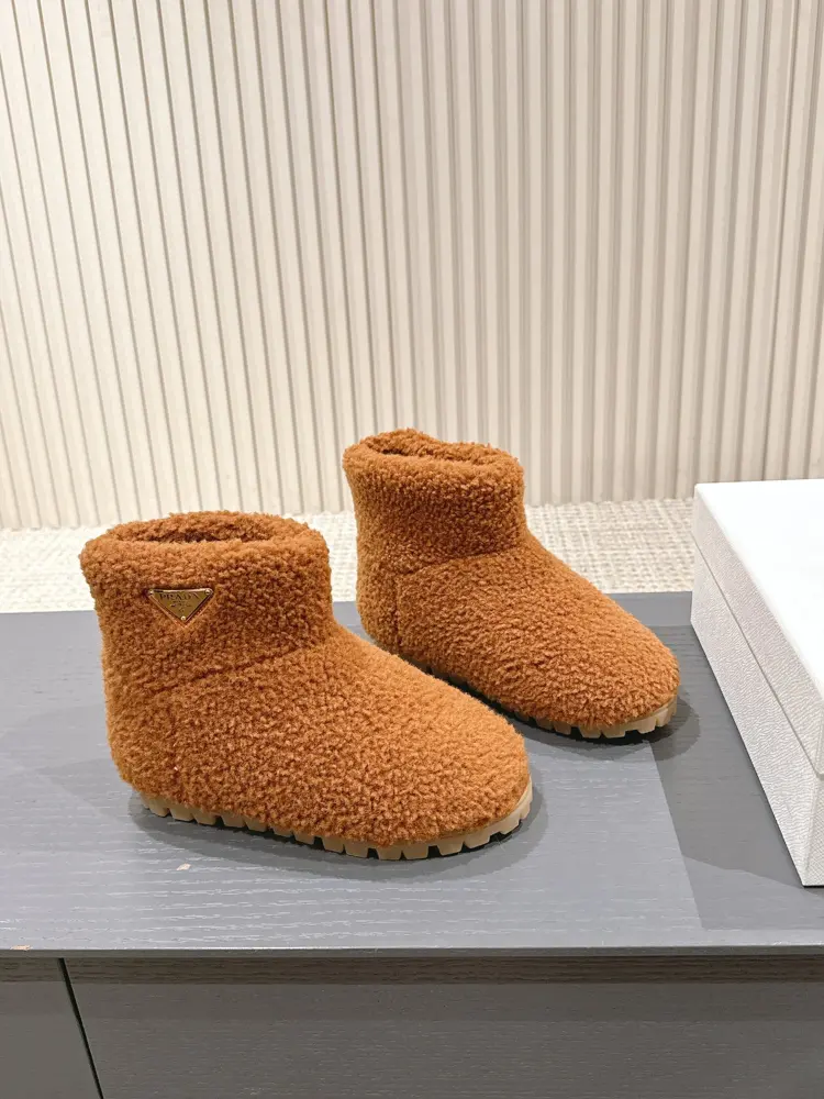 Prada 2024ss autumn and winter new straight snow boots wool short boots
