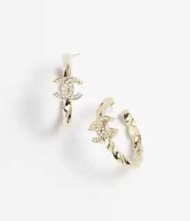 Chanel vintage double c hoop earrings