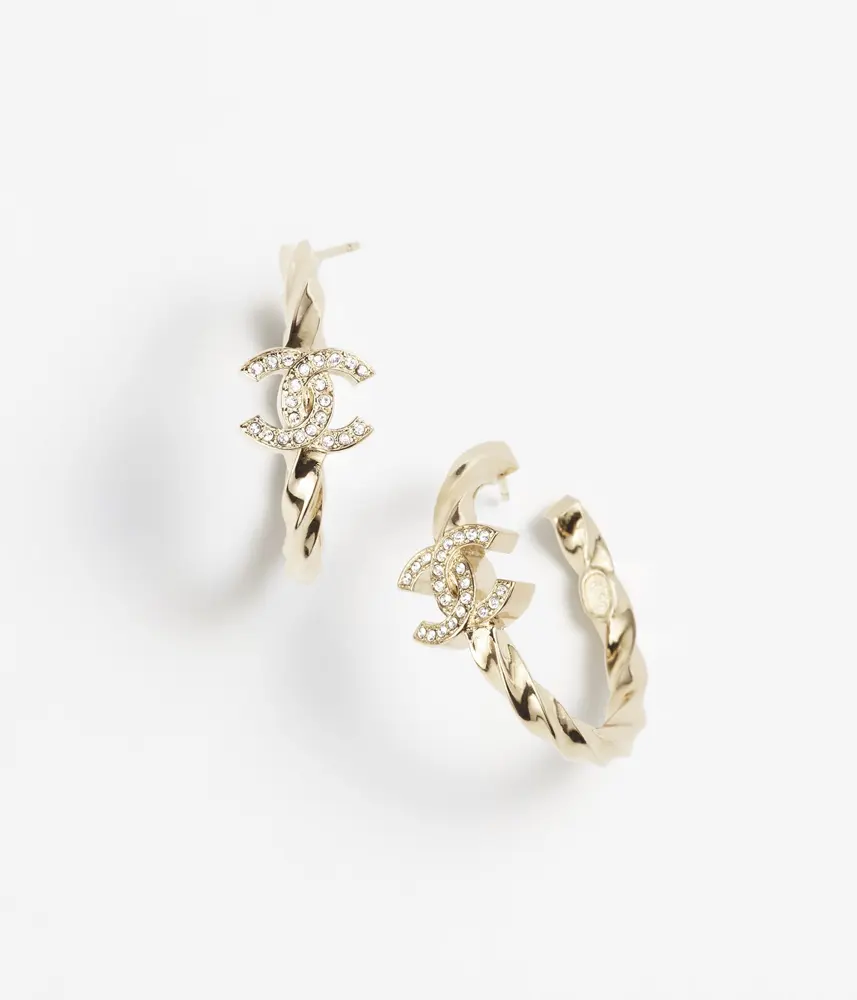 Chanel vintage double c hoop earrings