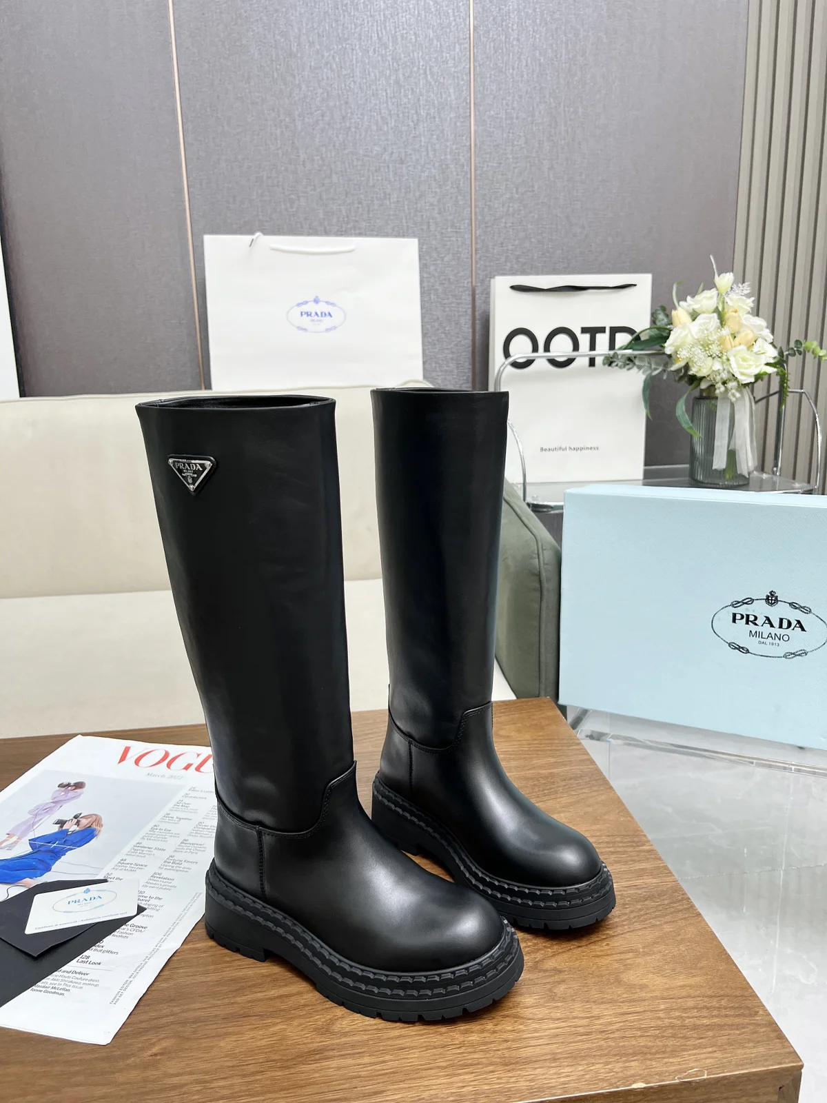 Prada platform thick sole pocket triangle label Boots