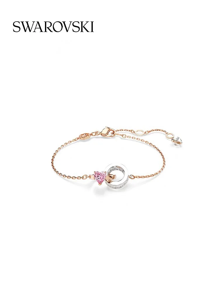 Swarovski rose gold ring double ring bracelet