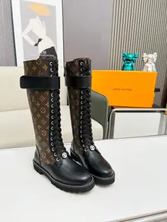 Louis Vuitton Territory boots are a combination of smooth cowhide and Monogram embossed