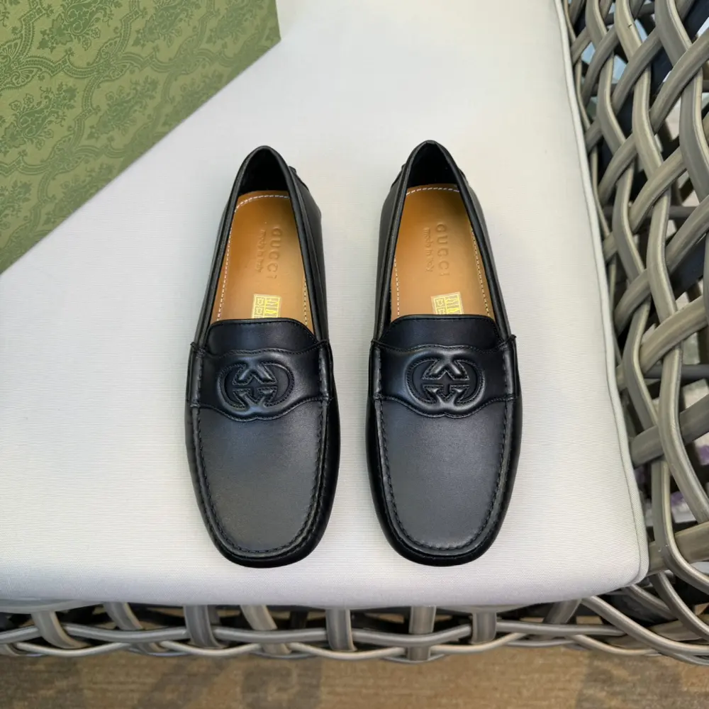 Gucci Loafers|Top quality|Original Double G embossed cowhide fabric|Inner lining and