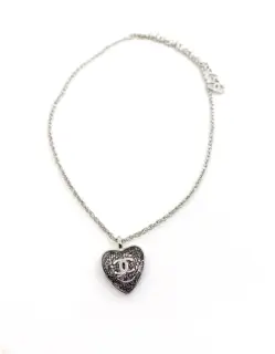Chanel white gold heart necklace